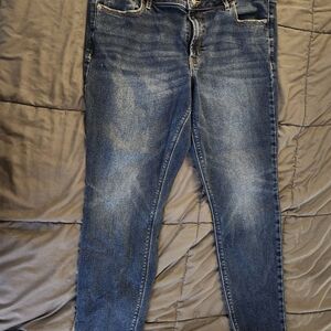 Womens Old Navy Sz 16 Mid-Rise Rockstar Super Skinny Distressed Bottom Jeans